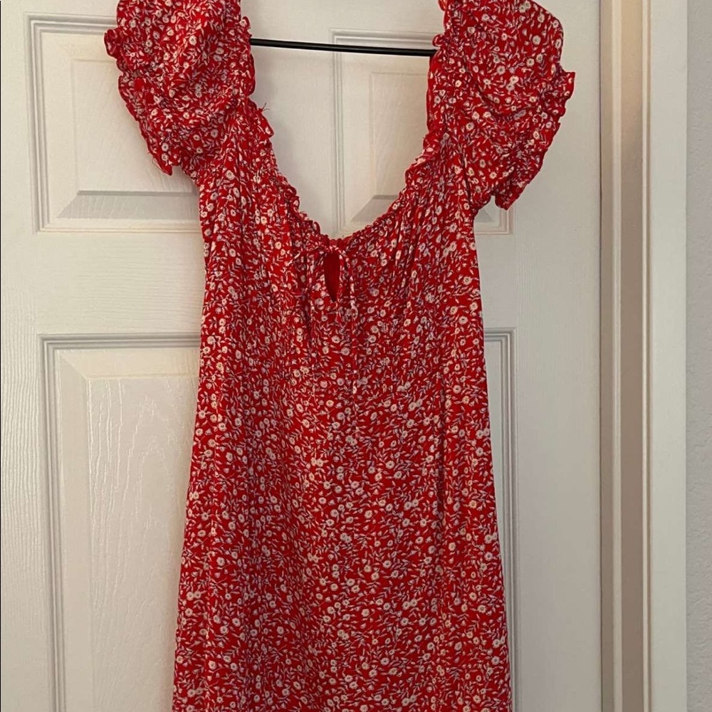 Red floral dress